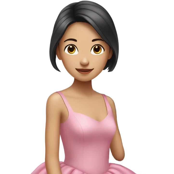 Asian girl pianist with pink dress emoji
