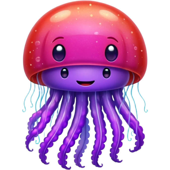 color gradient between red and purple glitter cute happy jellyfish emoji