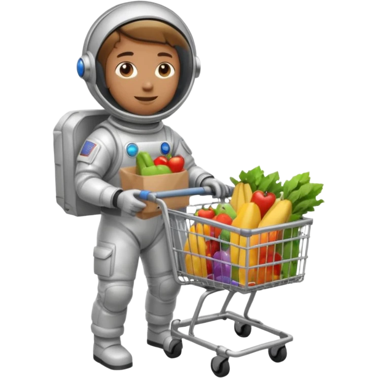 astronauta con carrito de supermercado emoji
