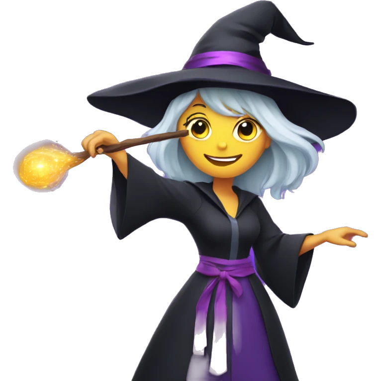 witch casting spell with a Magic wand emoji