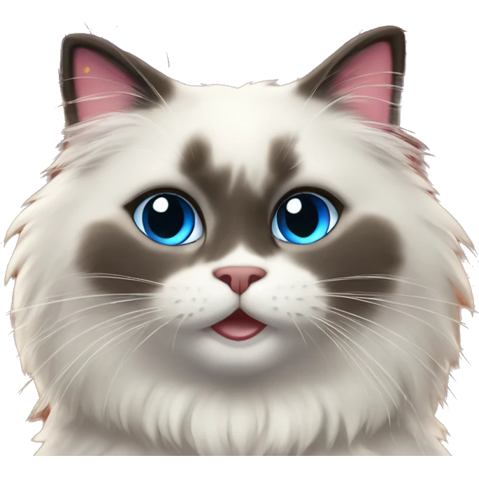 a happy ragdoll cat with firework emoji