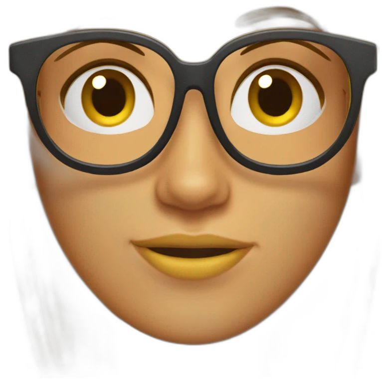 chica colorada con pecas y lentes emoji