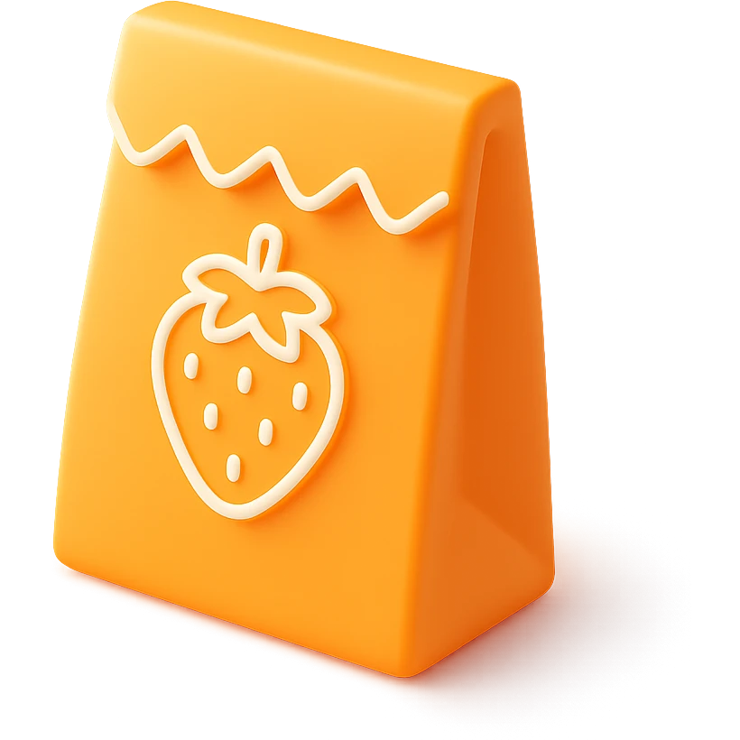 A paper bag with a strawberry. emoji