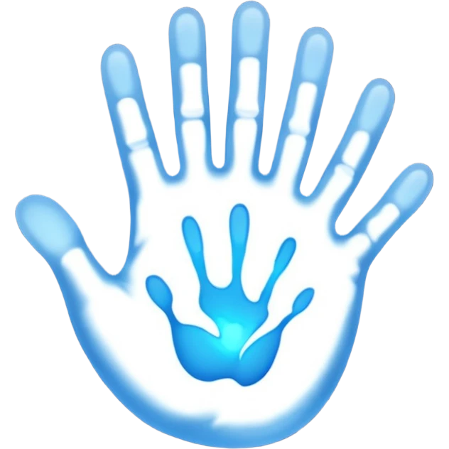 handprint with a glowing sign in the center emoji