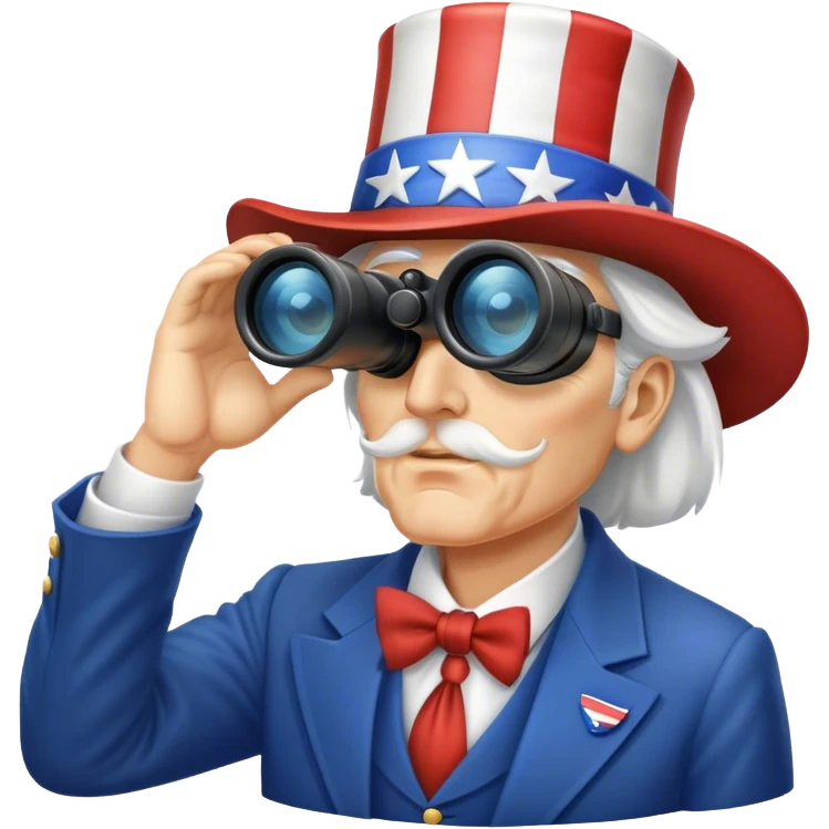 Uncle Sam is looking through binoculars emoji