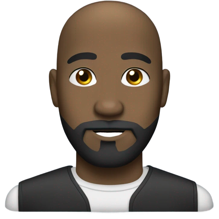 black guy with a bald hair, with black beard, black moustache, and big black eyebrows emoji