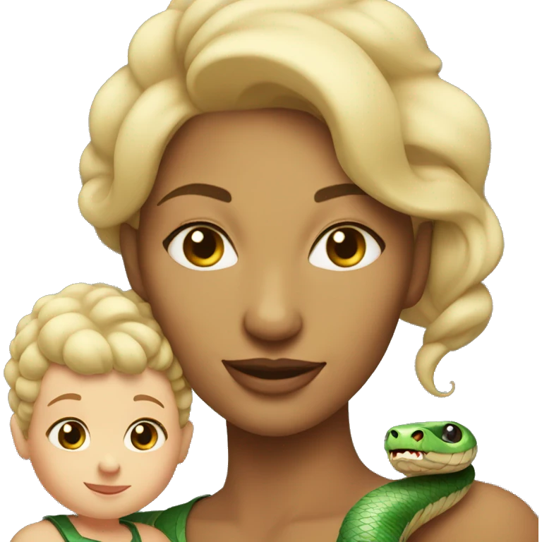 snake mom with baby light hair emoji