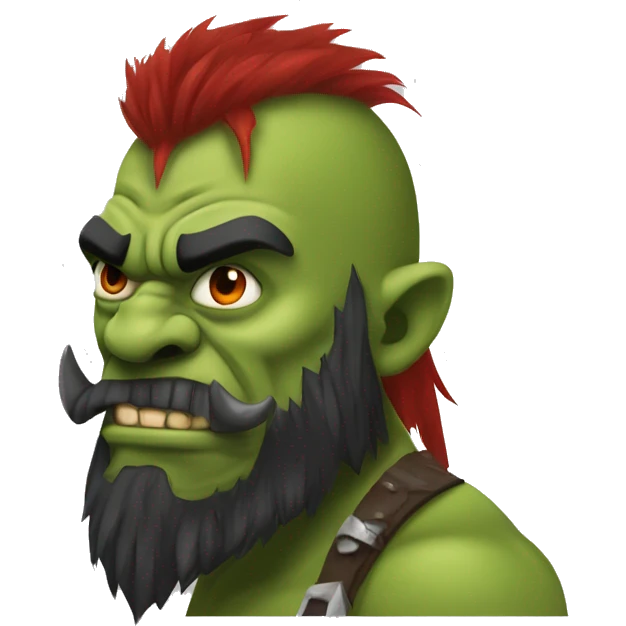 Berserker orc with red beard & mohican emoji