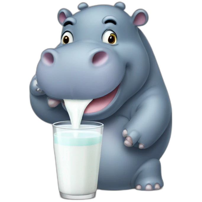 hippo drinking milk emoji