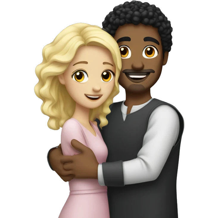 Arab Man black curly hair hugging blonde girl  emoji