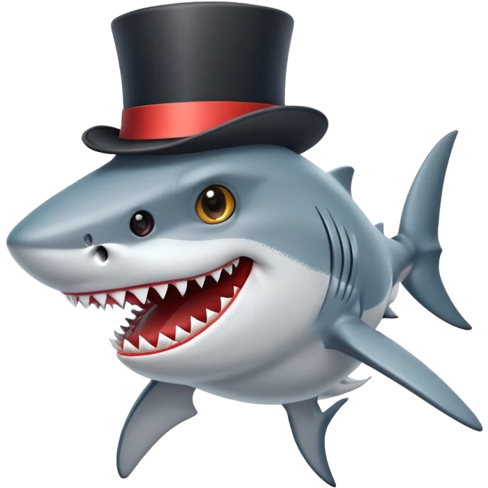 Shark with a top hat emoji