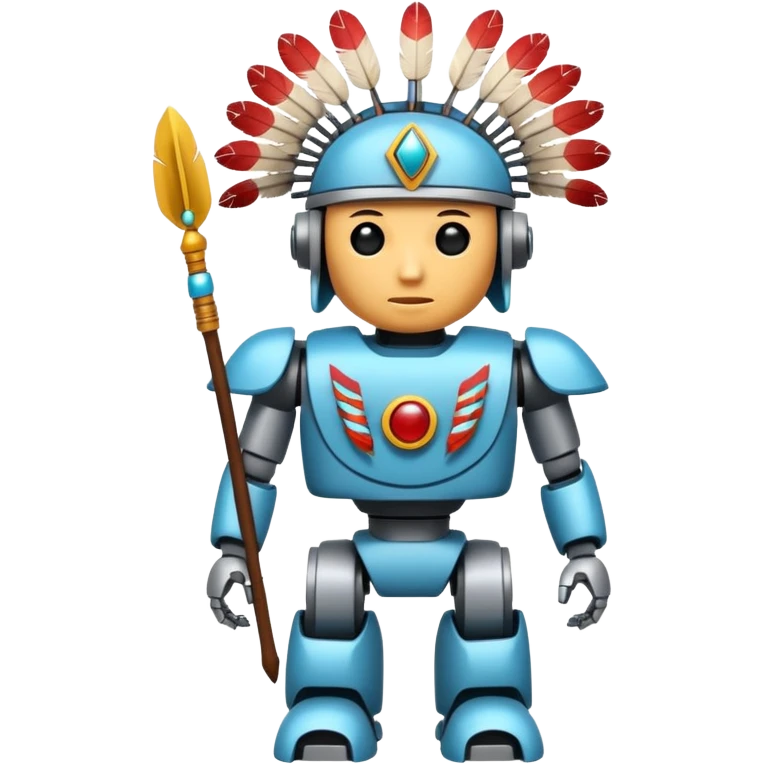 Full Robotic figure wearing native American regalia emoji