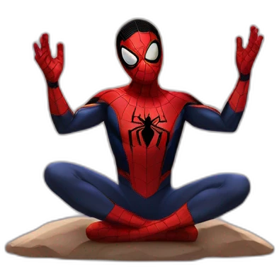 Spiderman Miles morales doing a meditation emoji