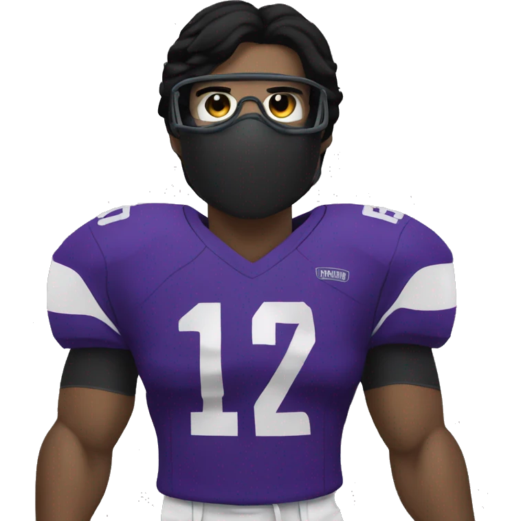 Football player with black hair, wearing a black mask and glasses  emoji