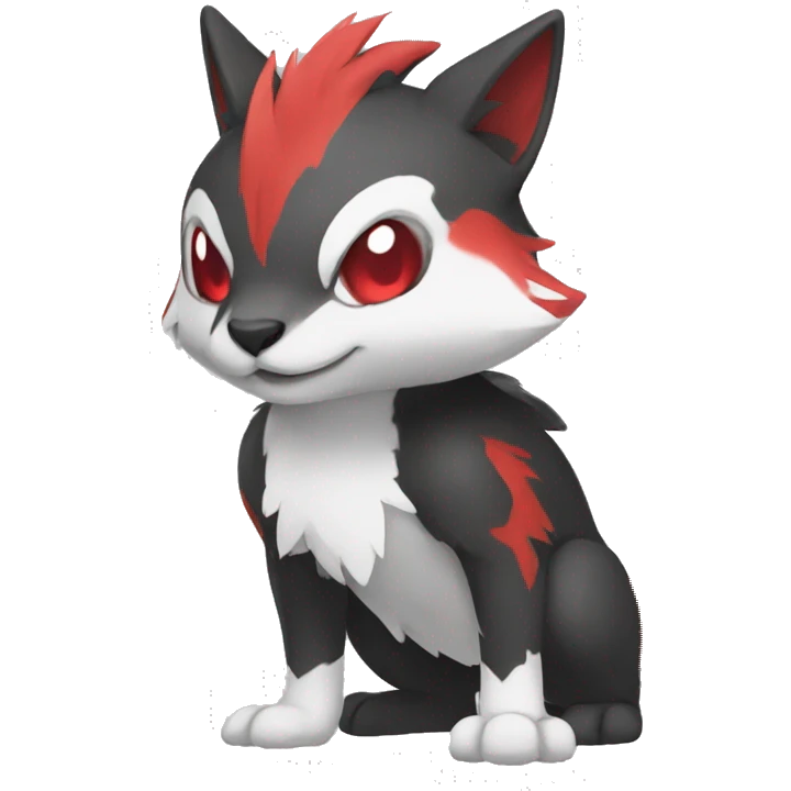 Cute cool black red white animal hybrid Fakemon full body emoji
