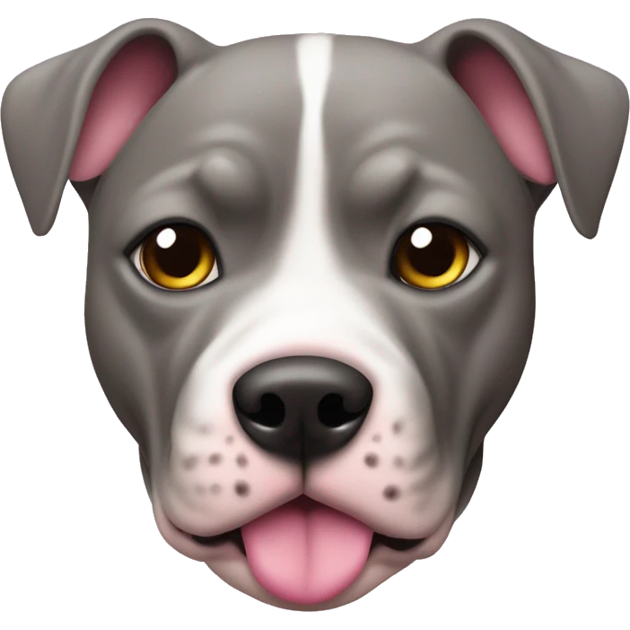 Perro pitbul con manchas grises en la cara con lazo rosa  emoji