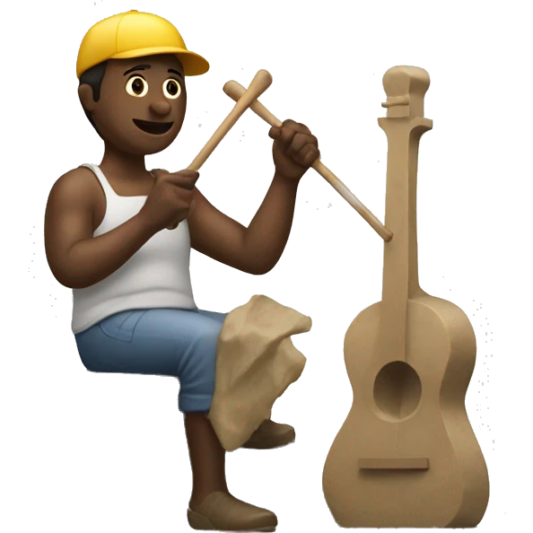 Man sculpting big statue with instruments emoji