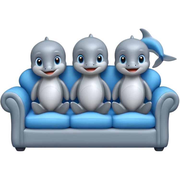 2 males and 2 female dolphins sitting on a sofa  emoji