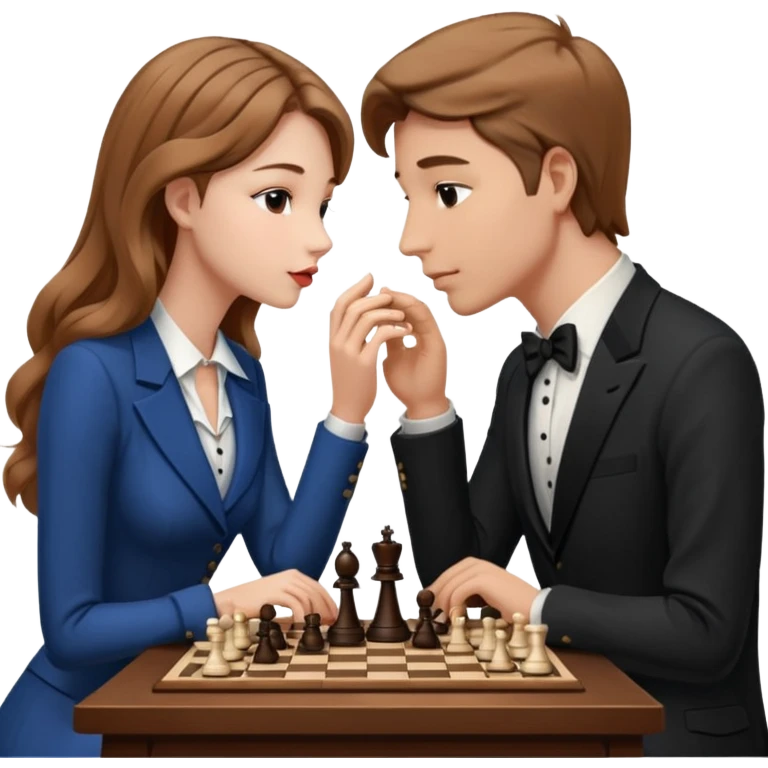 two lovers playing chess kissing tenderly emoji