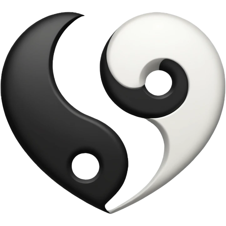 heart shaped yin-yang black and white emoji