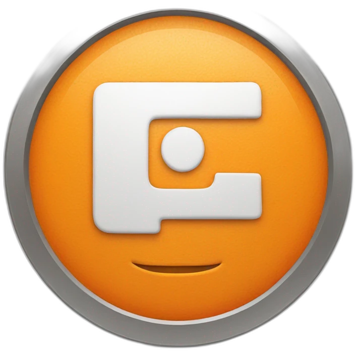 a coin in orange color with a e character in white emoji