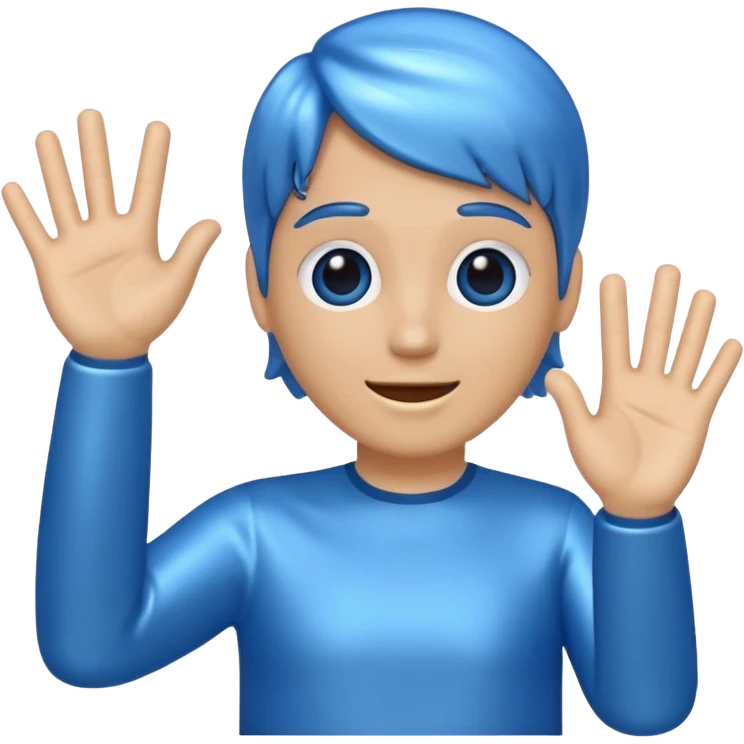 a blue 67 waving its hands emoji