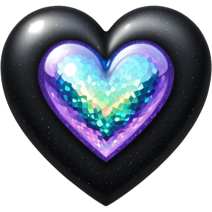 Black holographic glitter heart  emoji