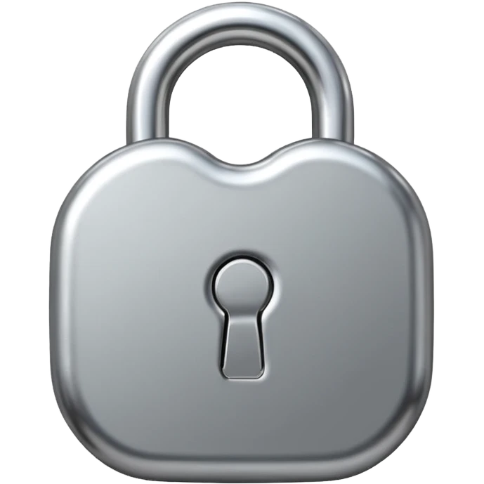 Chrome silver lock emoji, iOS emoji style, smooth metallic surface, rounded edges, reflective highlights, minimalistic emoji