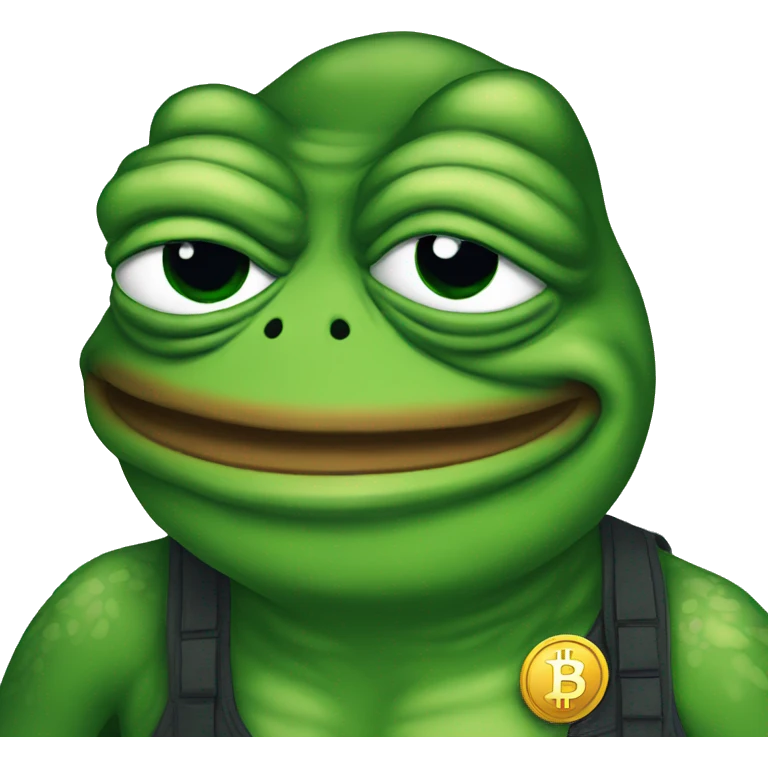 Pepe frog with a bitcoin emoji