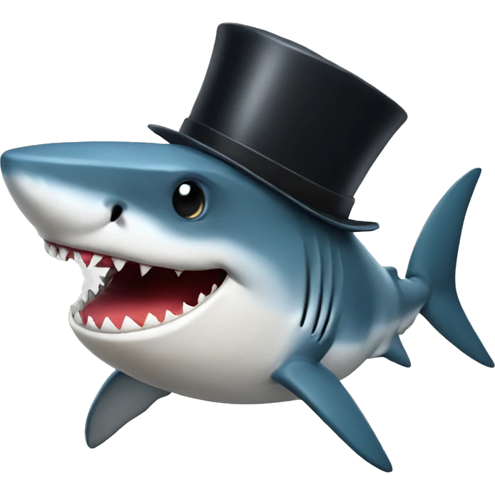 Shark with a tophat emoji