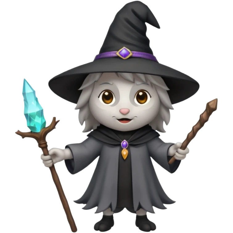 cute wolf witch emoji, casting a spell emoji