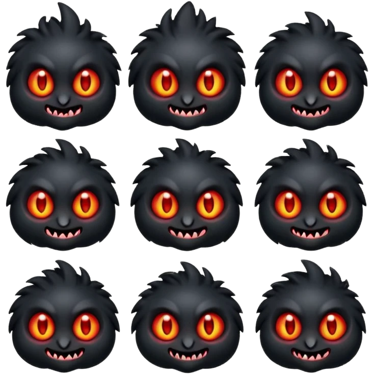 Can you create a cute / chibi emoji and some ravenous or evil cute emojis for ravenous fiend in shadow slave? Here is an image of the fiend for a baseline: https://shadowslave.fandom.com/wiki/Ravenous_Fiend?file=LittleScavybyjust_a_koifish.jpg emoji