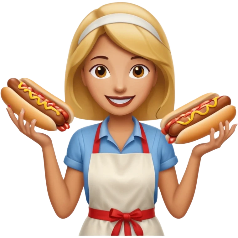 A cheerful woman selling hotdogs emoji
