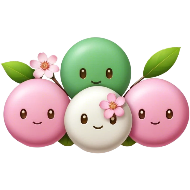 3 round dango with Sakura flower  emoji