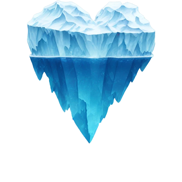 A heart in the form of a split iceberg emoji