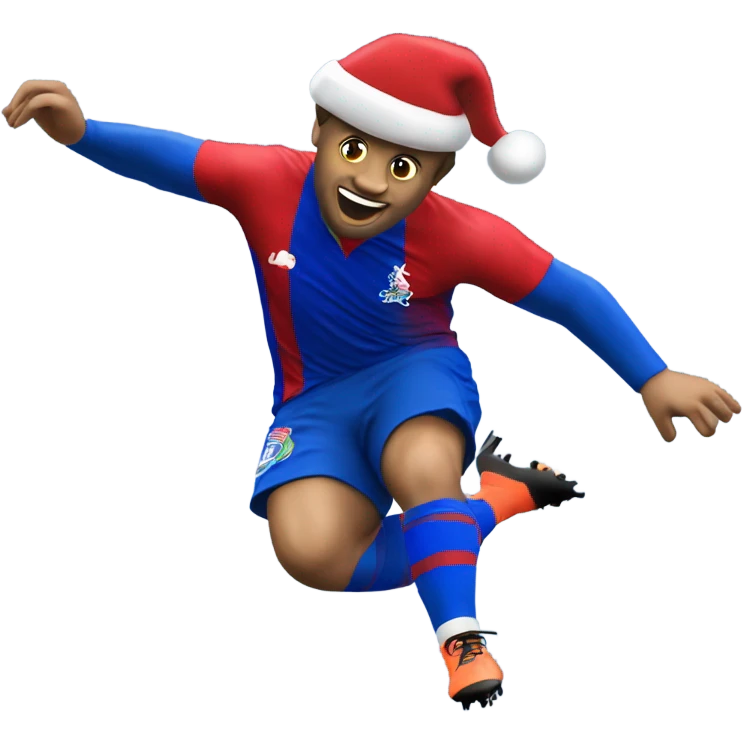 Crystal Palace football player scoring a goal with a Santa hat emoji