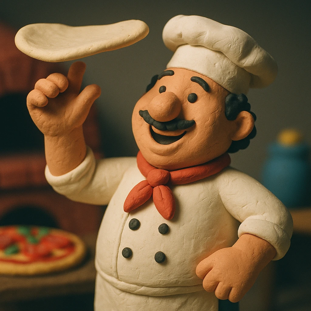 smiling Italian chef spinning pizza dough emoji