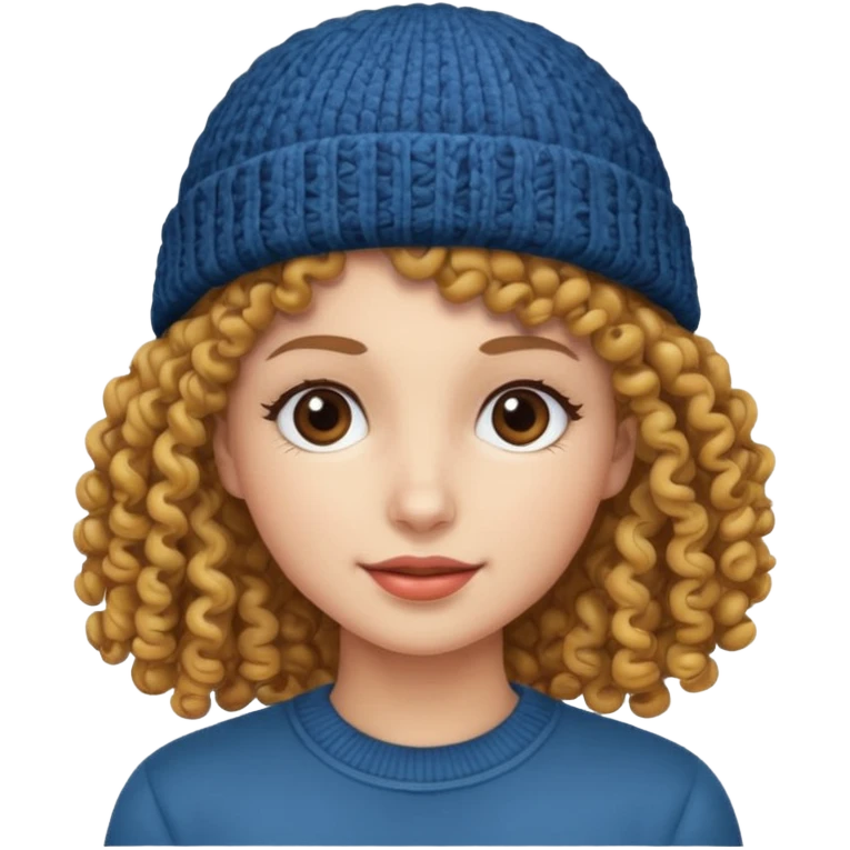woman with curly hair and a beanie emoji