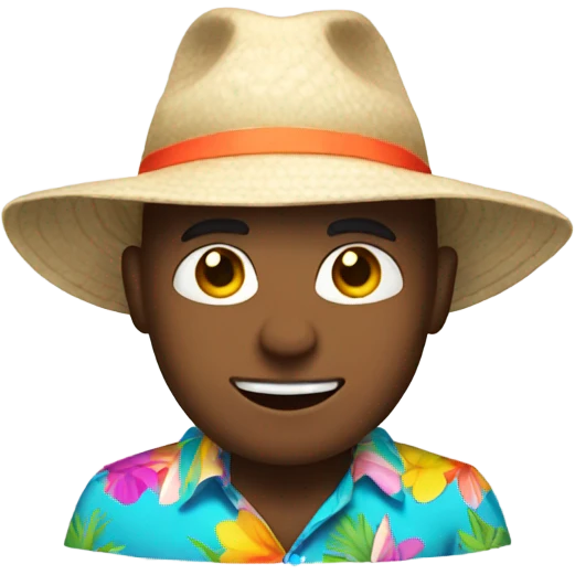 white male with beach hat and beach shirt emoji