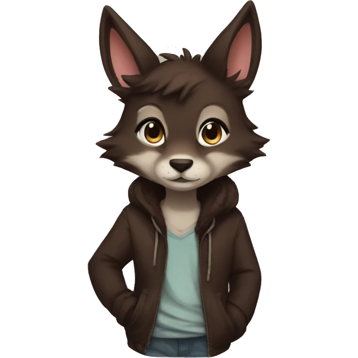 Anthro Shy Cute Cool Edgy Pretty Dark Brown Furry Animal Anthro Sona emoji