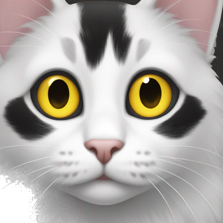 black and white cat with yellow eyes emoji