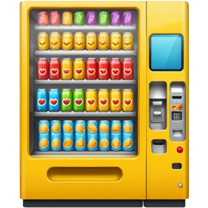 snack vending machine emoji in Apple style, focus on drinks and chips, bright colors, stylized design emoji