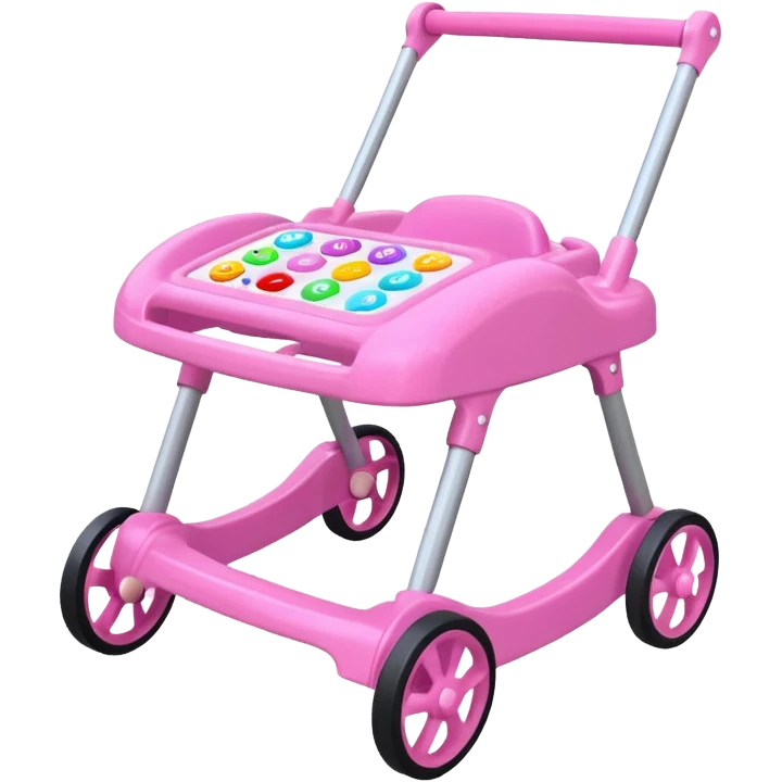 pink baby walker with toys on it emoji