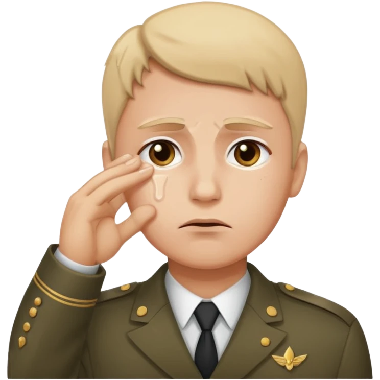 Salute with tear coming out eye emoji