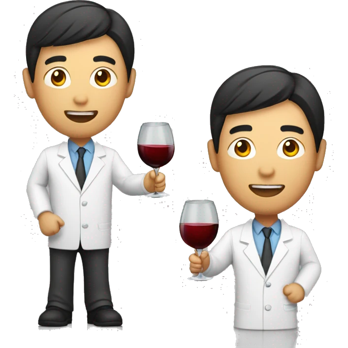 Handsome Asian male Dr drinking wine emoji