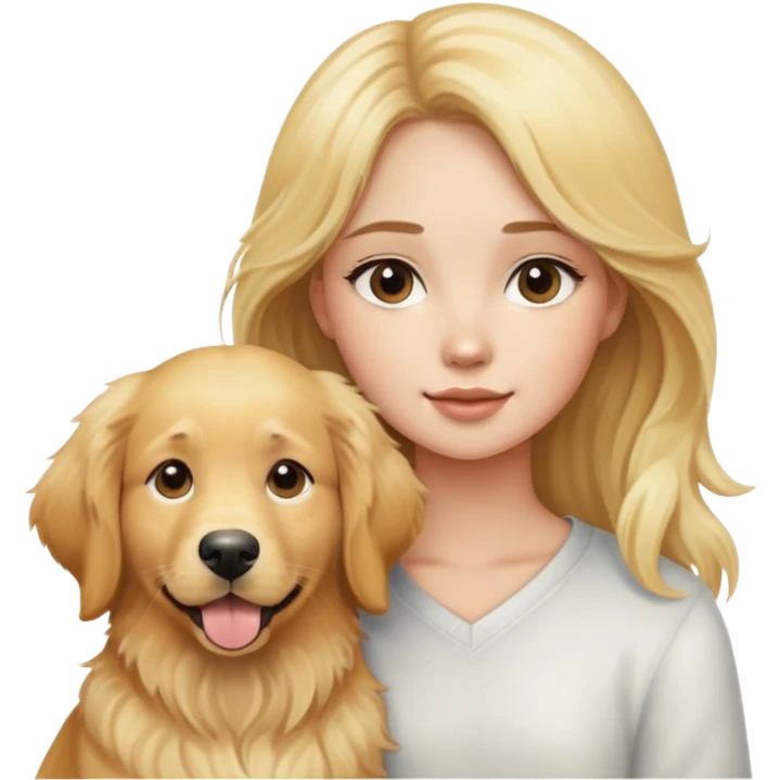 blonde girl with golden retriever dog emoji