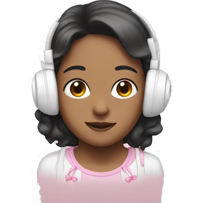 White headphones with light pink bows emoji