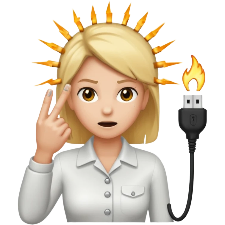 Nicola being electrocuted on the finger by a plug socket  emoji