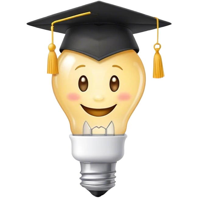bulb smiling with graduation hat and diploma in claws emoji