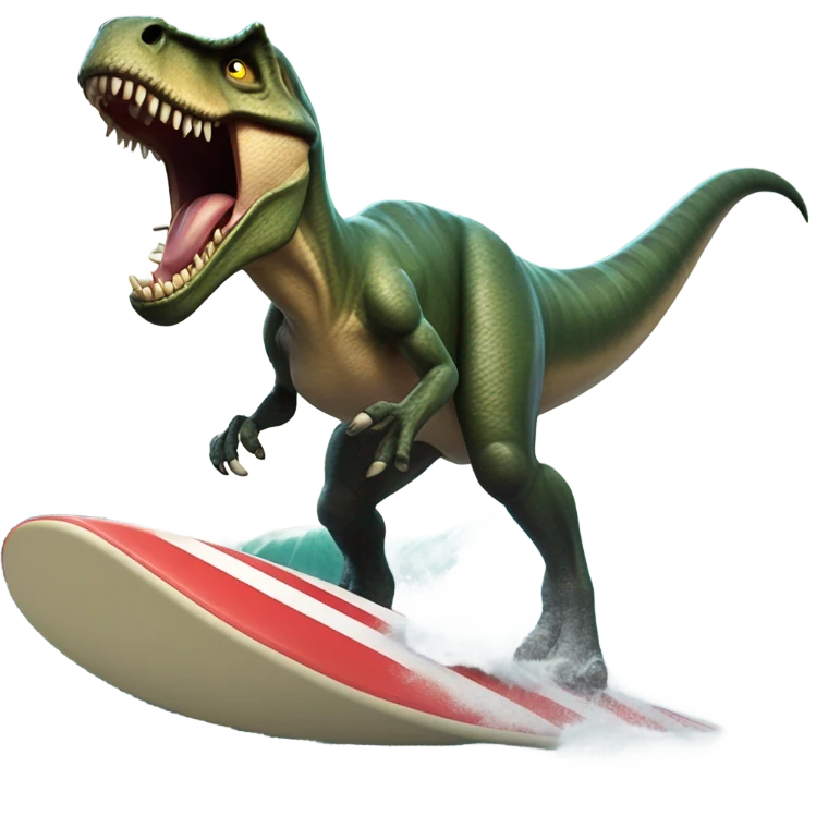 T rex surfing a tsunami emoji